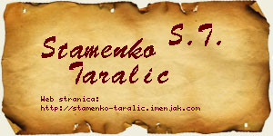 Stamenko Taralić vizit kartica